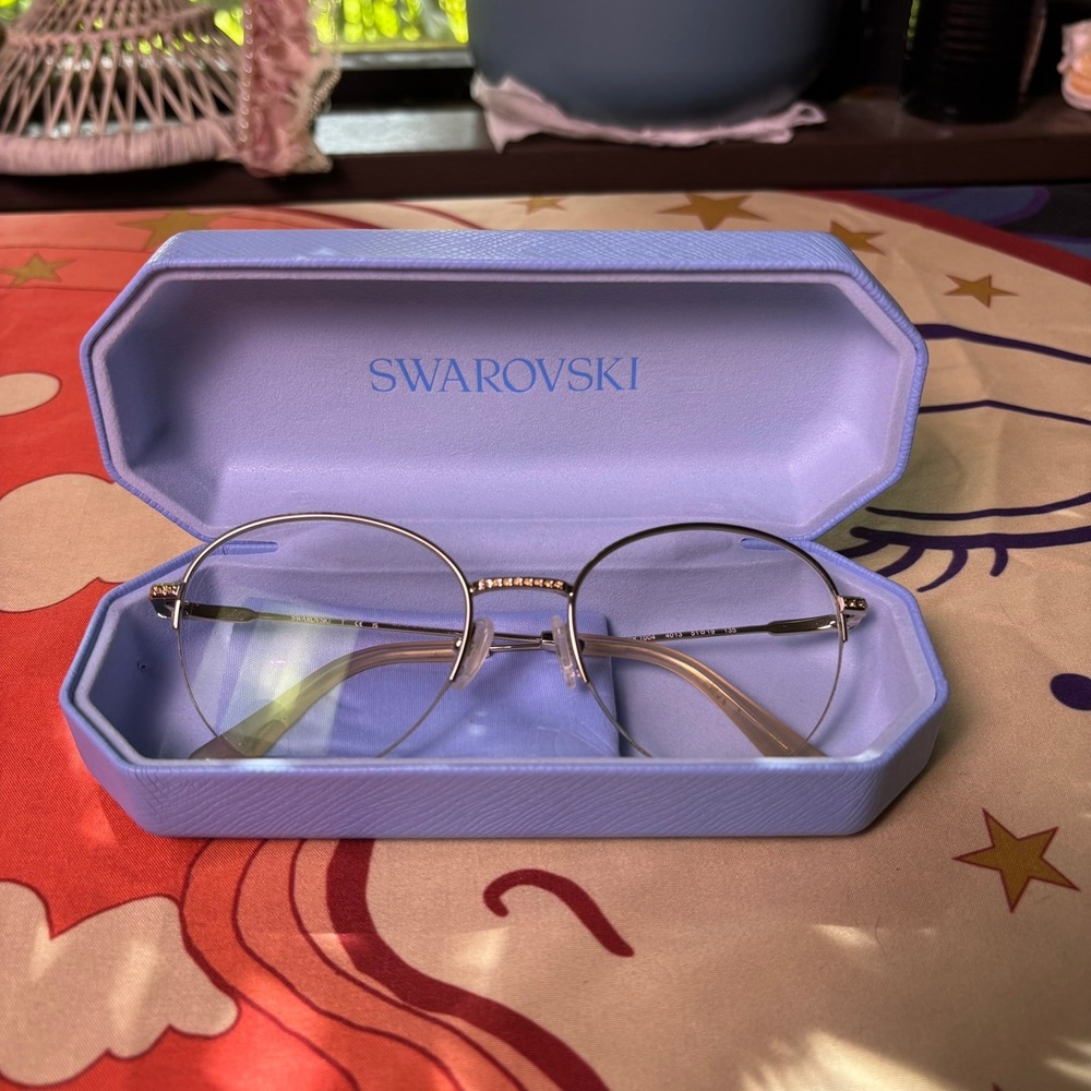 Swarovski SK1004 4013 Silver Round Crystal Eyeglasses Frames 51-19-135 With Case